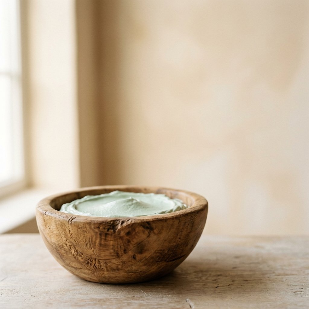 Smooth clay in wooden bowl